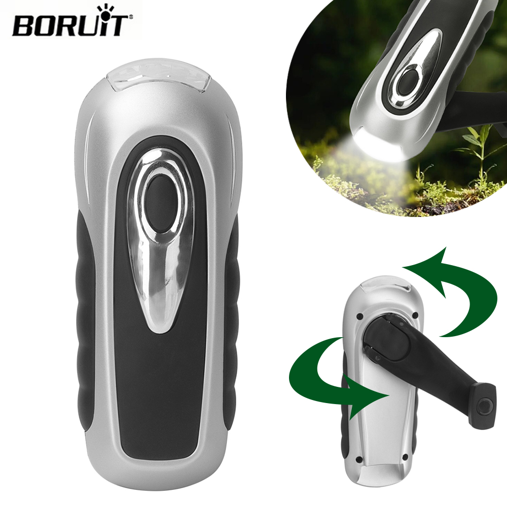 Bike Dynamo Light - BORUIT LED-zaklamp Handslinger Dynamo Zonne-energie Zaklamp