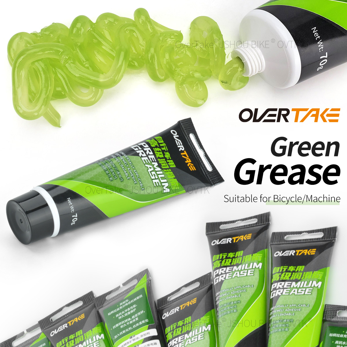 Xc Mtb Gear - JSHOUBIKE Fietsvet 70/140/350g Groene Appelsauce Vetspuit