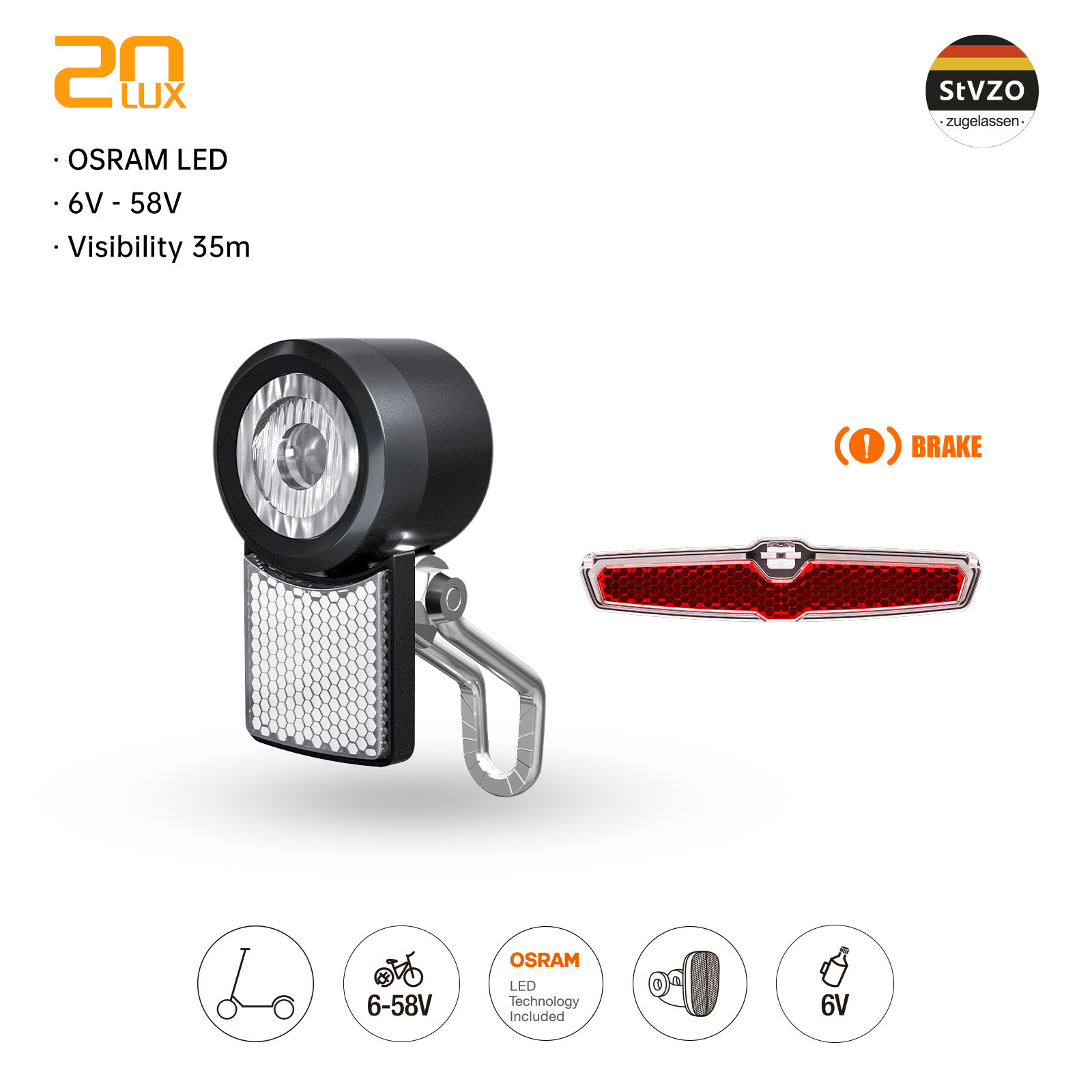 Bike Dynamo Light - Linkbest 20 Lux LED Fietsverlichting Set,