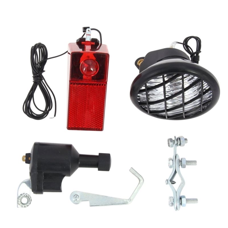 Bike Dynamo Light - HOES-Fietsgenerator Wrijvingsgenerator Dynamo Koplamp Achterlichtset Voor